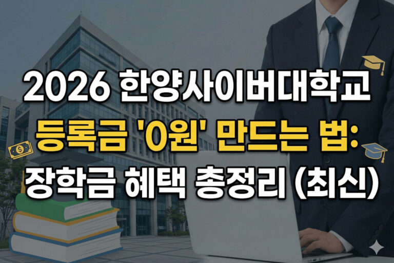 2026년 한양사이버대학교 국가장학금 및 교내 장학금을 통해 등록금 0원을 만드는 법에 대한 정보성 썸네일