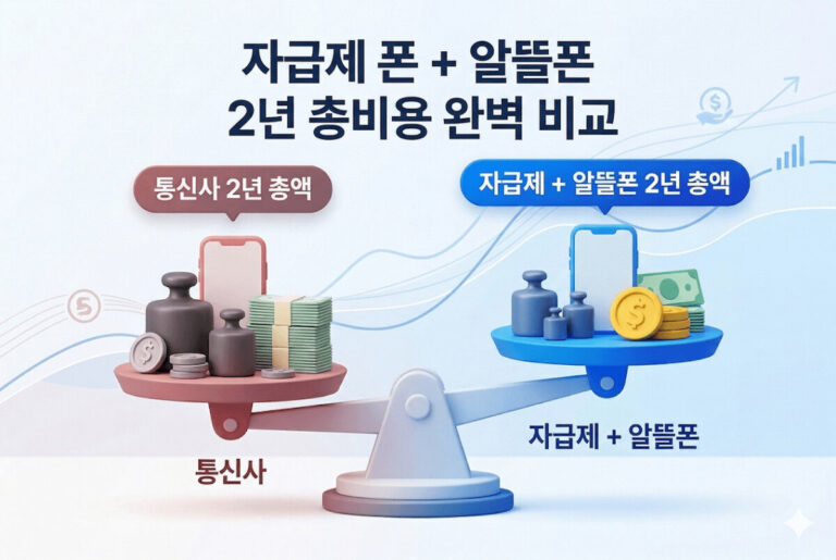 자급제 폰과 알뜰폰의 2년 총비용을 비교를 통한 통신비 할인방법