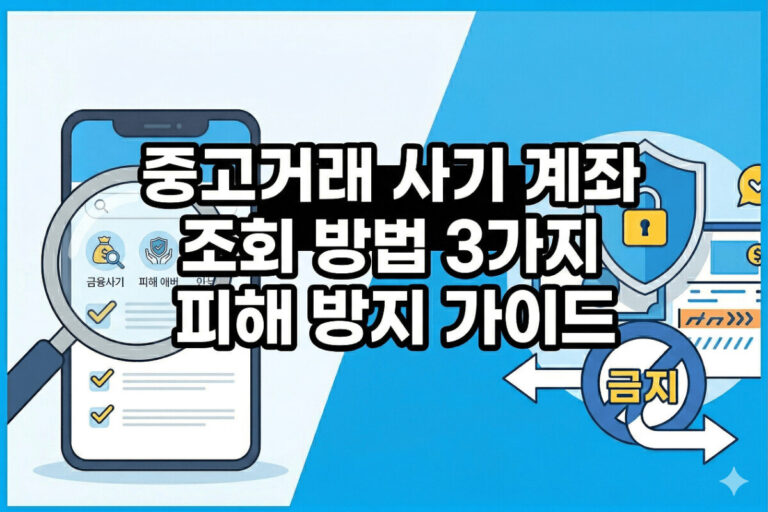 고거래 전 필수 확인! 사기 계좌 조회 방법 3가지와 사기 피해 예방을 위한 단계별 가이드 안내 썸네일 이미지