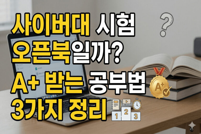 사이버대학교 시험 오픈북 여부 확인과 학점 A+를 받기 위한 효율적인 공부법 3가지 요약 썸네일 이미지