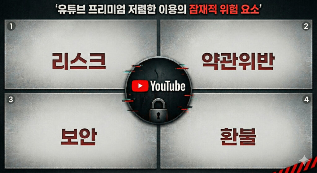 유튜브 프리미엄 싸게 구독하기 위한 방법의 잠재적 리스크